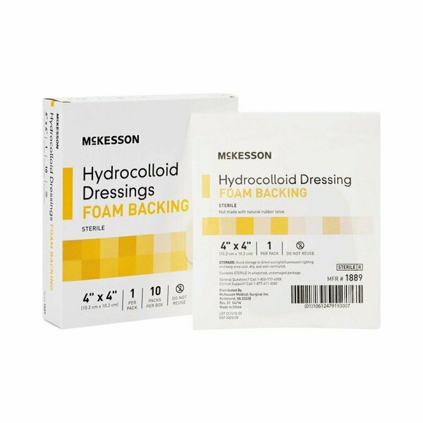 Mckesson Hydrocolloid Dressing with Foam Backing, 4 x 4 Inch, 10PK 1889